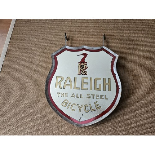 382 - Raleigh Glass Advertising Sign. A very rare double-sided hanging transfer printed glass promotional ... 