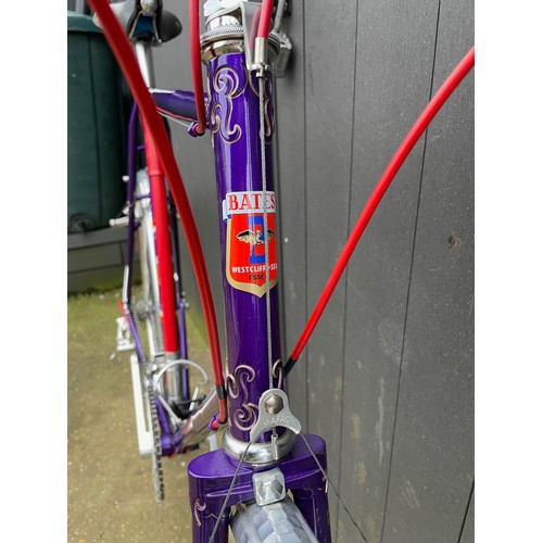 274 - Bates Cantiflex / Diadrant 60cm CTC Road Bicycle. Phase 1 hand cut lug work, flam purple finish, onl... 