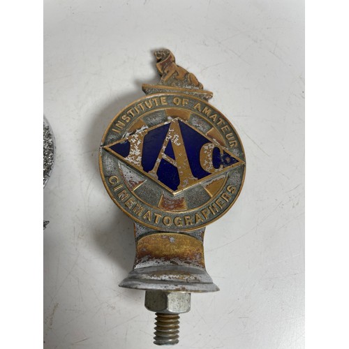 46 - INSTITUTE OF AMATEUR CINEMATOGRAPHERS & RAC CAR BADGES c1930s; Two pre-war issue badges for the orga... 