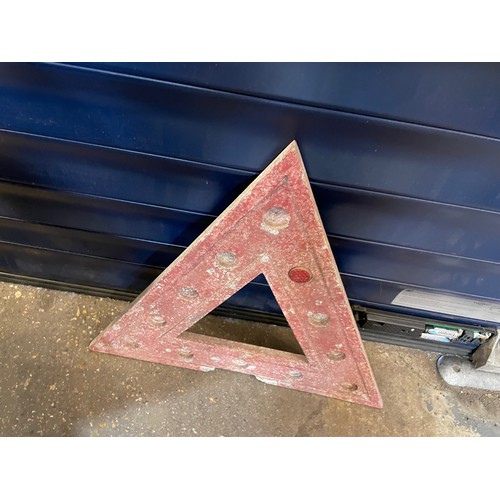 99 - A Pre Warboys Road Sign 'Beware Of Fallen Rock' on a well rusted post with (detached) Trianglular To... 