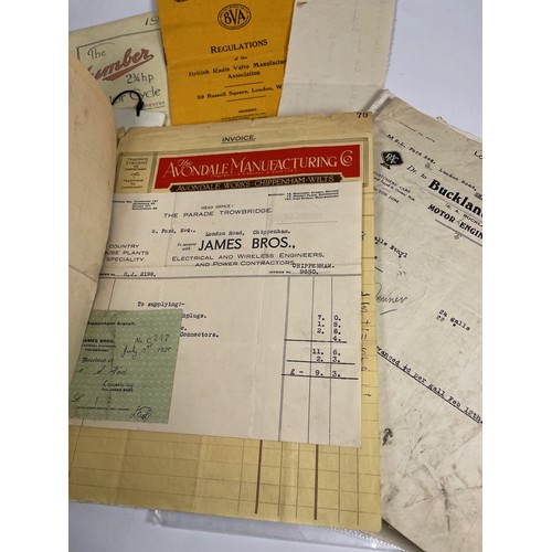 95 - A collection of letterheads and bills relating to Fords Motor & Cycle Works of Chippenham. A large q... 