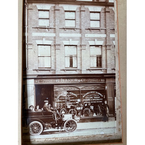 186 - A large mounted photograph depicting C Baker & Co Cycle Engineers premises. A wonderful period photo... 