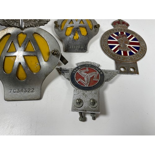1 - Assortment of Car & Motor Cycle Badges: AA, AA Cycles, Isle of Man, Coronation 1953, Auto Cycle Unio... 