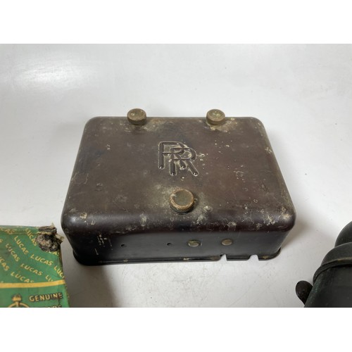 35 - A selection of items ex Rolls Royce Phantom I, Lucas No.17C Spare Bulb Holder (with Bulbs), Lucas So... 