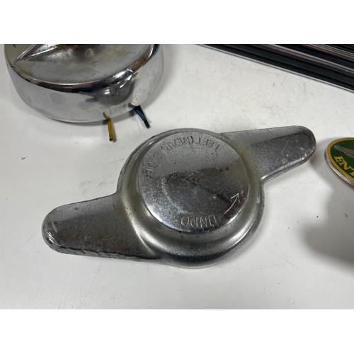 36 - Selection of parts ex 1966 Jaguar S Type, XKE Wheel Nut, Car Badge and 4no Luggage Runners, and elec... 
