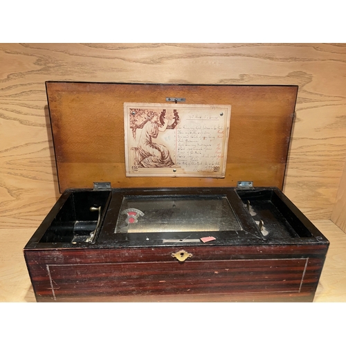1 - Vintage Swiss Style Ten Tune Music Box, Grubby but playing all tunes, appears complete. With Origina... 