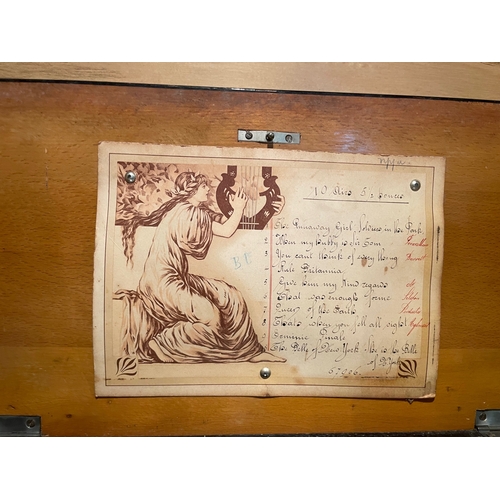 1 - Vintage Swiss Style Ten Tune Music Box, Grubby but playing all tunes, appears complete. With Origina... 