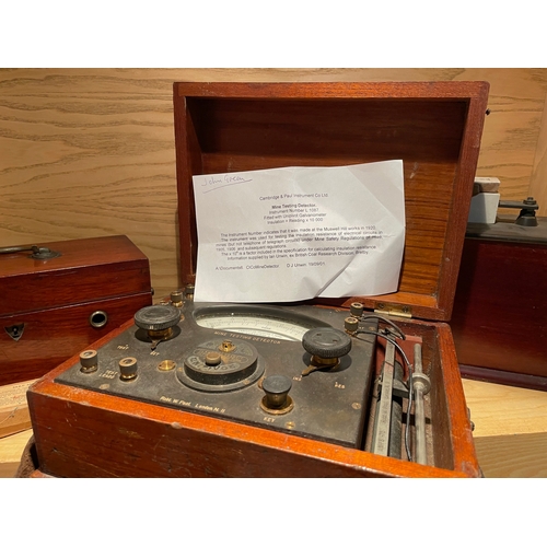 8 - A Selection of Scientific Instruments: Locked mystery box, Cambridge & Paul Instrument Co Mine Testi... 