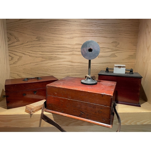 8 - A Selection of Scientific Instruments: Locked mystery box, Cambridge & Paul Instrument Co Mine Testi... 