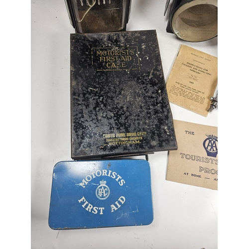 78 - 2no Vintage Motoring Oil Lamps t/w 2no Motorist First Aid Kits and Other Sundry Items

Shipping Rate... 