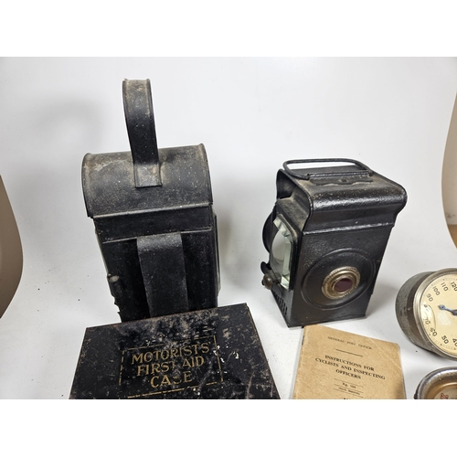 78 - 2no Vintage Motoring Oil Lamps t/w 2no Motorist First Aid Kits and Other Sundry Items

Shipping Rate... 