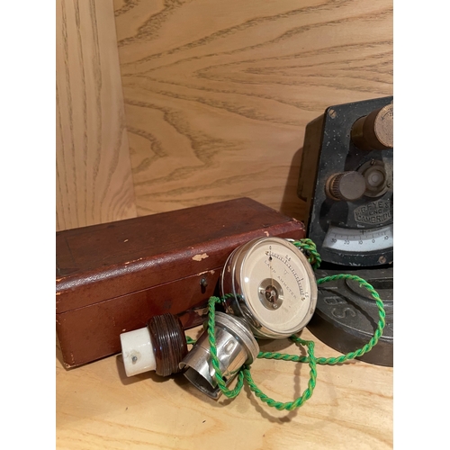 13 - Selection of Electrical Scientific Equipment, Jelly Mold Paired Light Switch, 5A Ammeter, Cambridge ... 