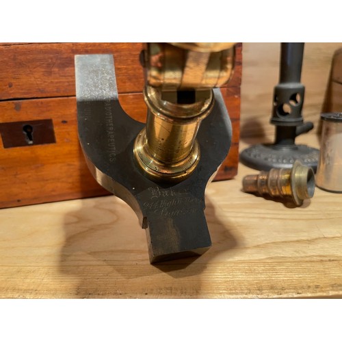 6 - 2no Microscopes t/w A Cambridge University Bunsen Burner. Both Microscopes marked Department of Radi... 