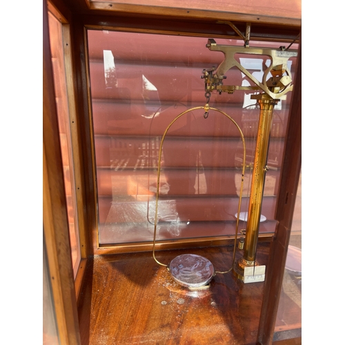 16 - A Laboratory Analytical Balance in Glazed Mahongany Cabinet t/w an Empty Cabinet

In House Shipping ... 