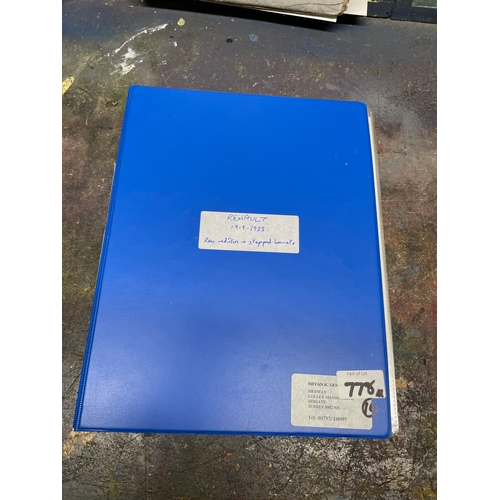 99 - Renault Cars Vintage Photographic Archive 1898-1939. Ten Folders of Period Photographs, Postcards, A... 