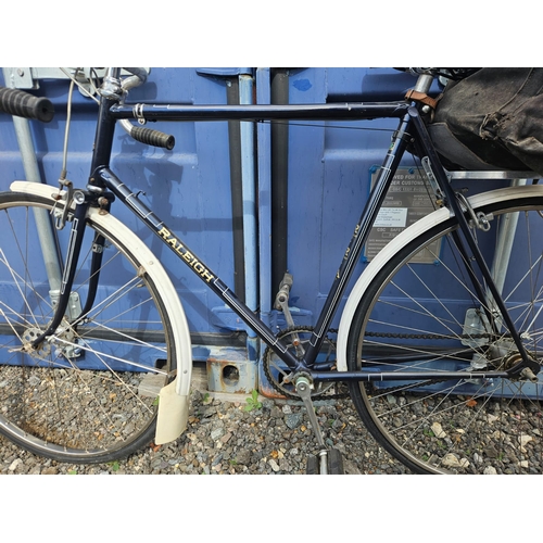 164 - Raleigh Record Ace Road Bicycle, Restored, Blue and white, Brooks b66, Carradice Bag, 27 x 1 1/4