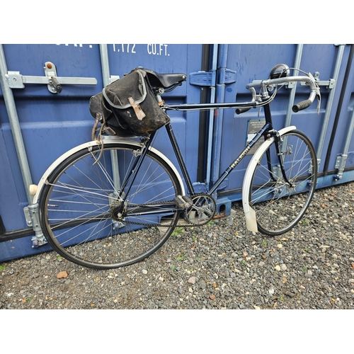 164 - Raleigh Record Ace Road Bicycle, Restored, Blue and white, Brooks b66, Carradice Bag, 27 x 1 1/4