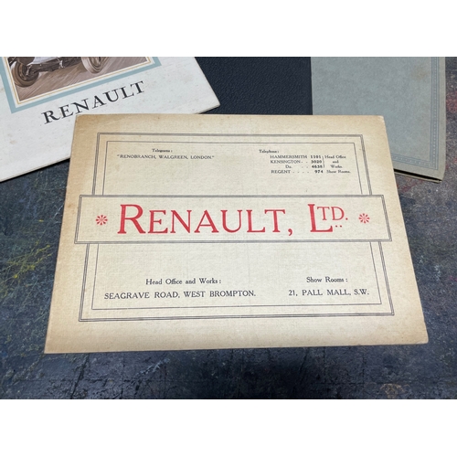 101 - Renault - A Selection of 1920s Era Brochures, Renault Ltd Price List (Folded Card), Renault French L... 