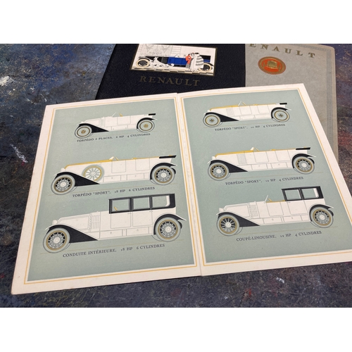 101 - Renault - A Selection of 1920s Era Brochures, Renault Ltd Price List (Folded Card), Renault French L... 