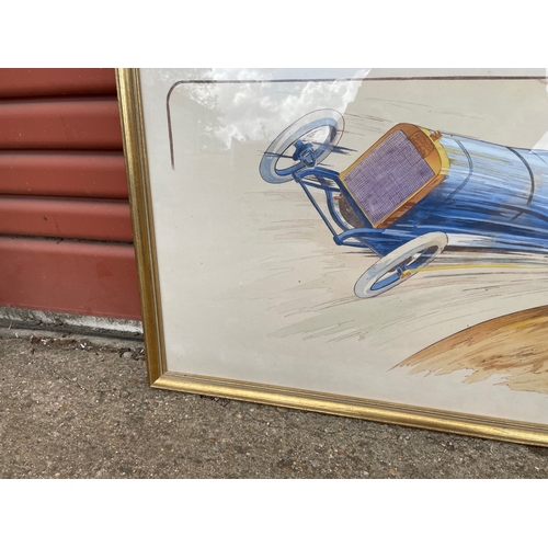 122 - A Framed Print by Gamy Depicting a Vintage Peugeot Racing Car At Speed 36