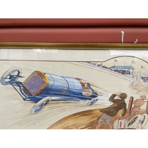 122 - A Framed Print by Gamy Depicting a Vintage Peugeot Racing Car At Speed 36