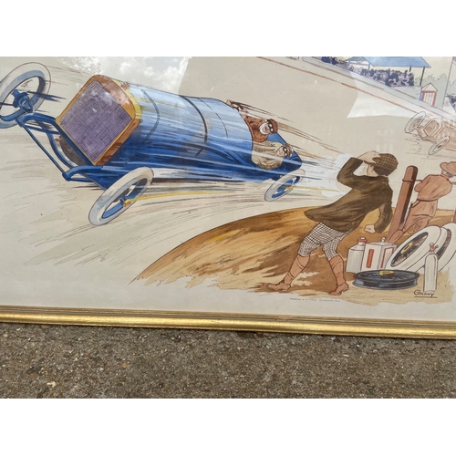 122 - A Framed Print by Gamy Depicting a Vintage Peugeot Racing Car At Speed 36