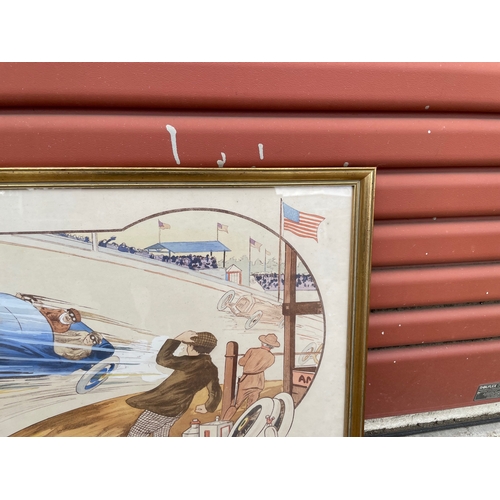 122 - A Framed Print by Gamy Depicting a Vintage Peugeot Racing Car At Speed 36