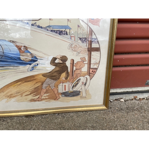 122 - A Framed Print by Gamy Depicting a Vintage Peugeot Racing Car At Speed 36