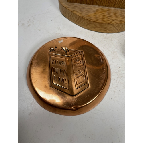 84 - A Mounted Smiths Car Clock, Pratts Copper Ashtray and Dinky Castrol Tanker

Shipping Rate B