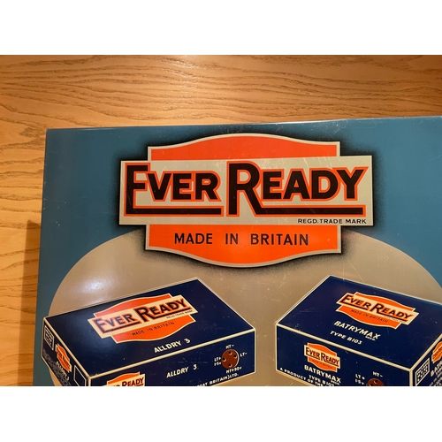 51 - Ever Ready Batteries Shop Display Tin Advertising Sign 15 1/2