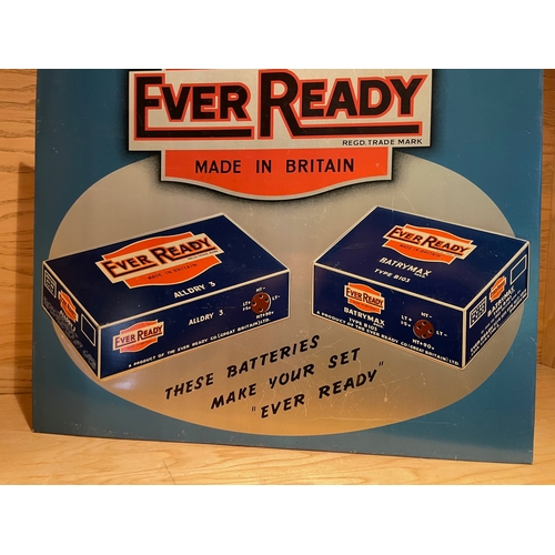 51 - Ever Ready Batteries Shop Display Tin Advertising Sign 15 1/2