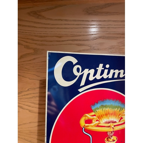 52 - Optimus Stoves Transfer Printed Tin Advertising Sign 13 1/4