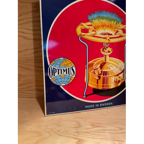 52 - Optimus Stoves Transfer Printed Tin Advertising Sign 13 1/4