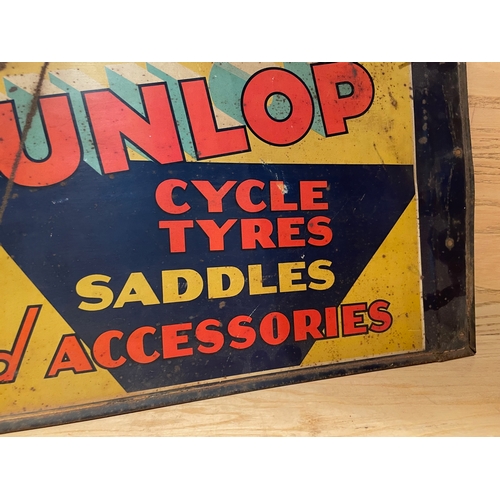54 - Dunlop Cycle Tyres, Saddles & Accessories Double Sided Tin Advertising Sign 16 1/2