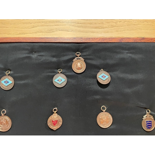 155 - A Well Presented Collection of Cycle Medals & Badges, Mounted on Board and in Wooden Case, Around 65... 