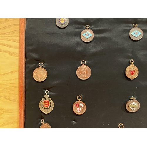 155 - A Well Presented Collection of Cycle Medals & Badges, Mounted on Board and in Wooden Case, Around 65... 