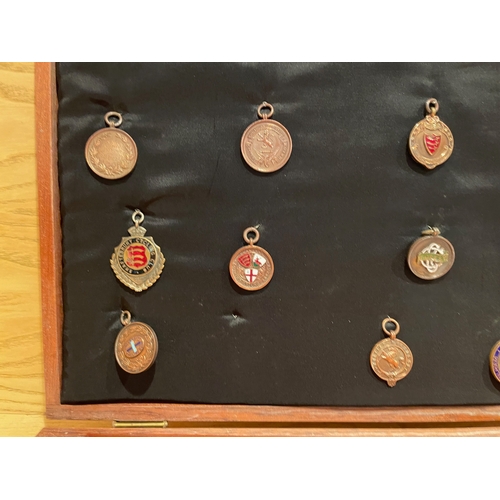155 - A Well Presented Collection of Cycle Medals & Badges, Mounted on Board and in Wooden Case, Around 65... 