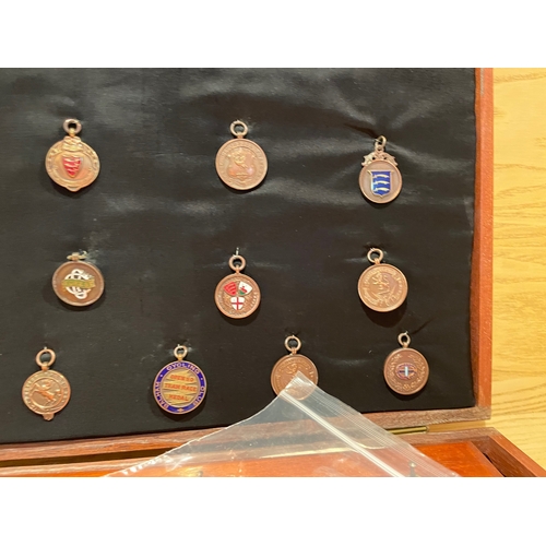 155 - A Well Presented Collection of Cycle Medals & Badges, Mounted on Board and in Wooden Case, Around 65... 