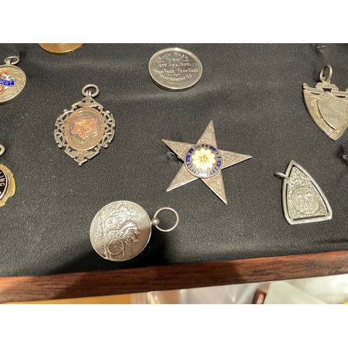 155 - A Well Presented Collection of Cycle Medals & Badges, Mounted on Board and in Wooden Case, Around 65... 