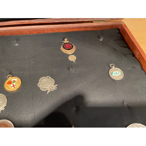 155 - A Well Presented Collection of Cycle Medals & Badges, Mounted on Board and in Wooden Case, Around 65... 