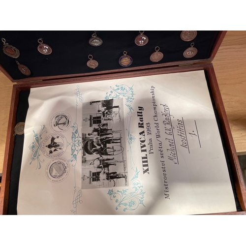 155 - A Well Presented Collection of Cycle Medals & Badges, Mounted on Board and in Wooden Case, Around 65... 