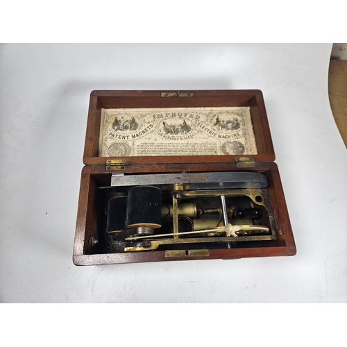 19 - Gray & Selby Improved Patent Magneto Electric Machine. In wooden case, With hand crank handle and bo... 