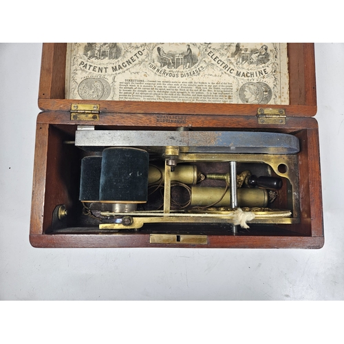 19 - Gray & Selby Improved Patent Magneto Electric Machine. In wooden case, With hand crank handle and bo... 