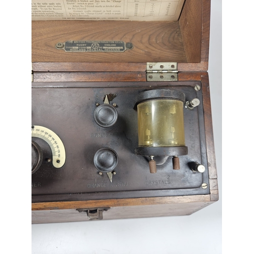 22 - The British Thomson Houston co ltd (B.T.H), Crystal Wireless Receiver. In wooden case, measuring 29x... 