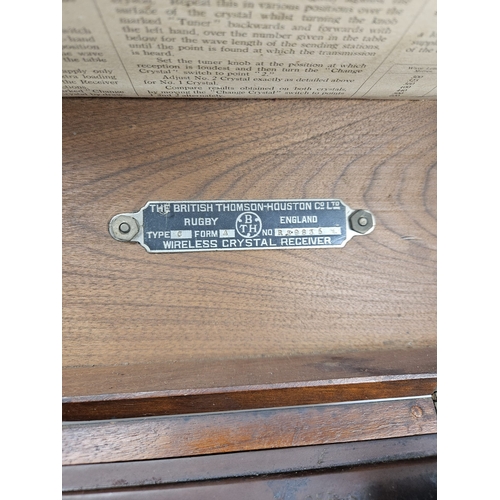 22 - The British Thomson Houston co ltd (B.T.H), Crystal Wireless Receiver. In wooden case, measuring 29x... 