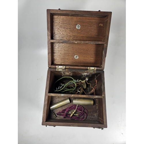 23 - Vintage Electric Shock Machine, Scientific Instrument, In wooden case, with paddles and cables.

Shi... 