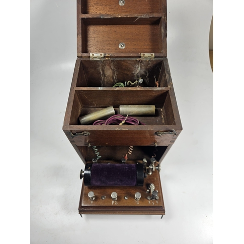 23 - Vintage Electric Shock Machine, Scientific Instrument, In wooden case, with paddles and cables.

Shi... 