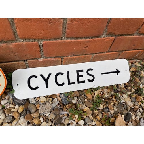 58 - Brooks Saddle Painted Sign t/w Cycles Pressed Sign

Shipping Rate B