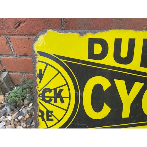 63 - Dunlop Cycle Tyres Double Sided Enamel Flange Sign 22