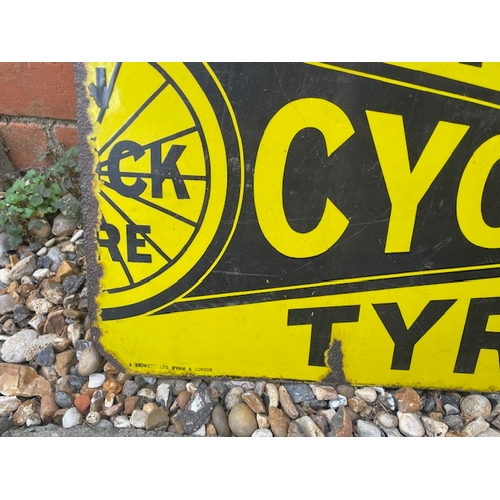 63 - Dunlop Cycle Tyres Double Sided Enamel Flange Sign 22